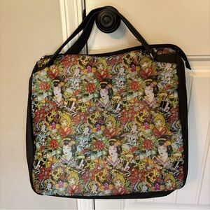 Ed Hardy Christian Audigier Geisha Kiss of Death True to My Love Vinyl Tote Bag